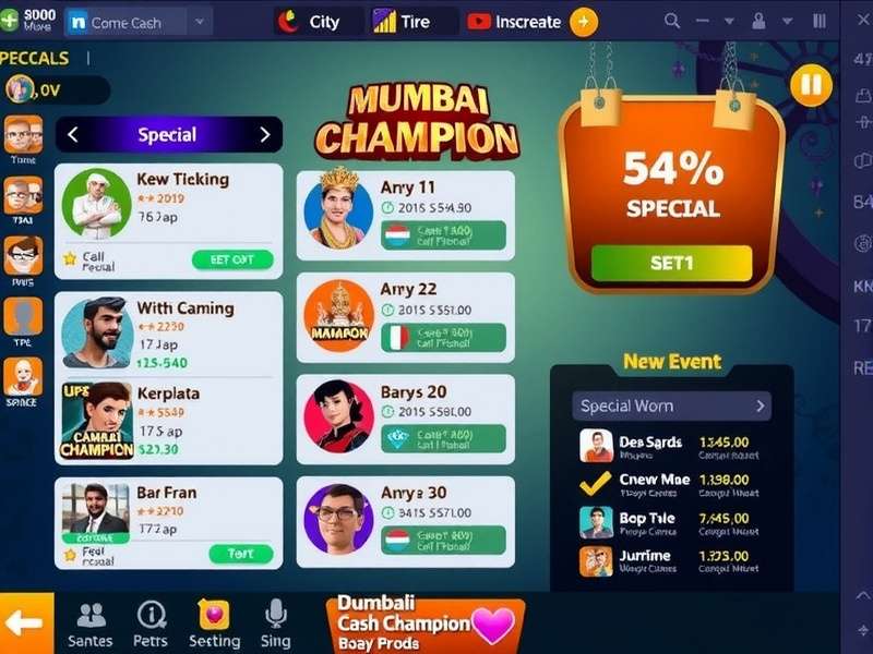 Mumbai Cash Champion gameplay interface showing various game modes